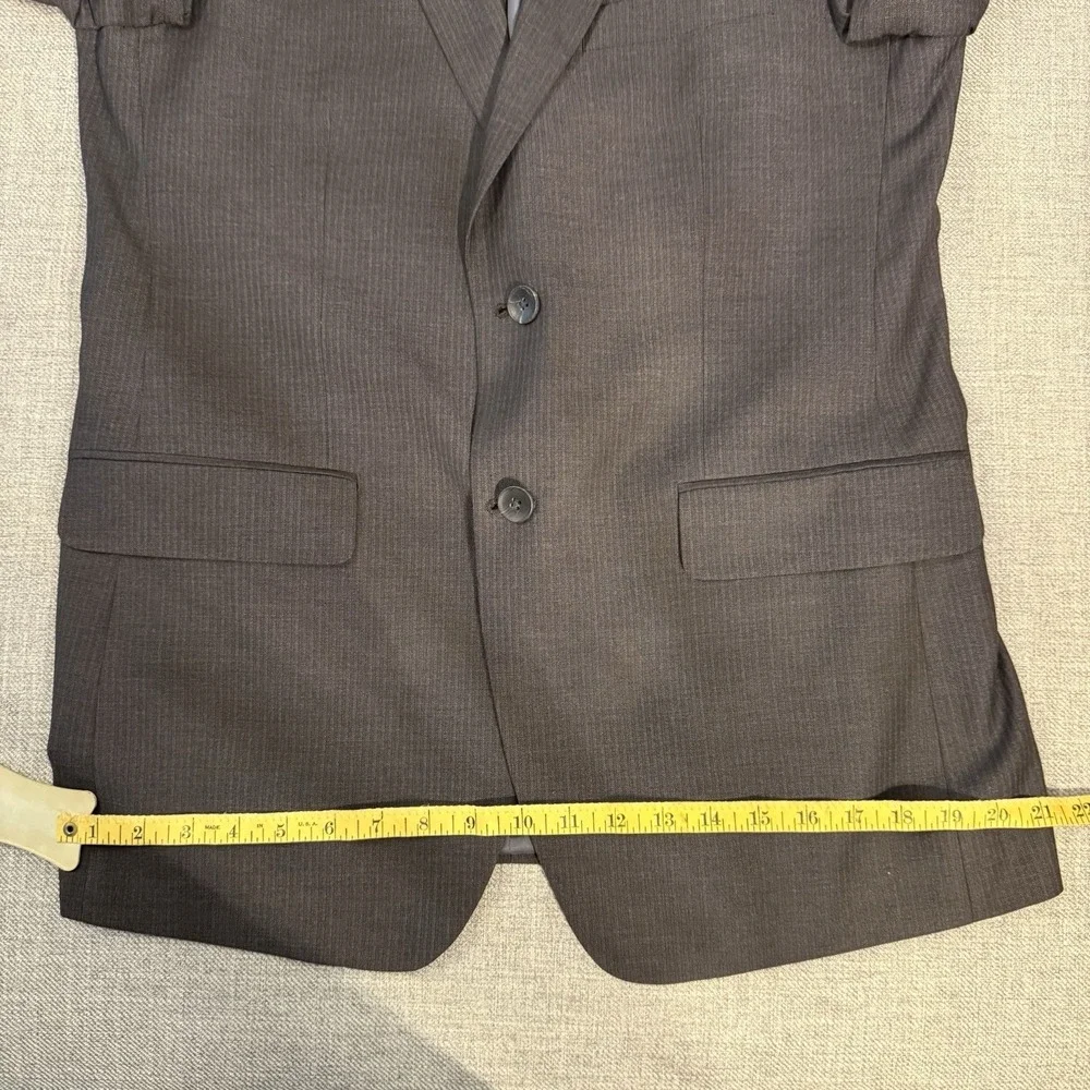 Perry Ellis Portfolio Mens 40R Gray Wool Suit Jacket Blazer‎ Stripe Sport Coat